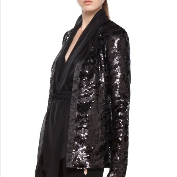 RACHEL ZOE Bailey Sequin Black Cardigan P/XS - Picture 9 of 9